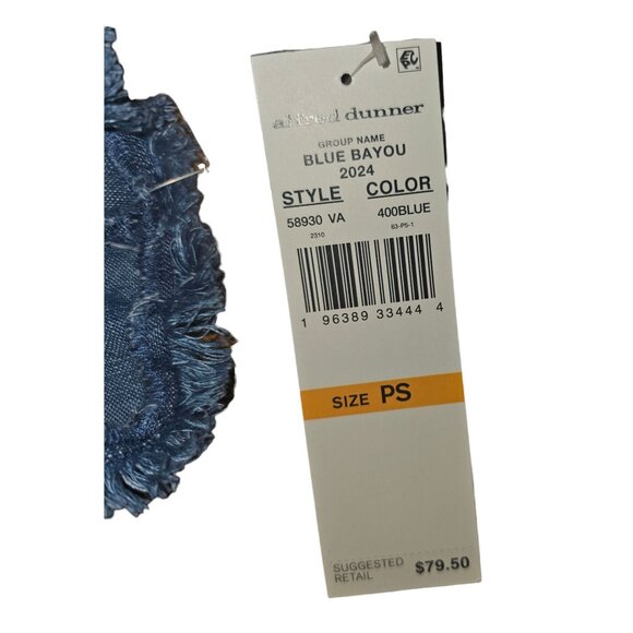 Alfred Dunner Womens Petite Small Blue Chambray Jacket w/Pockets & 3/4 Sleeves - Picture 4 of 13